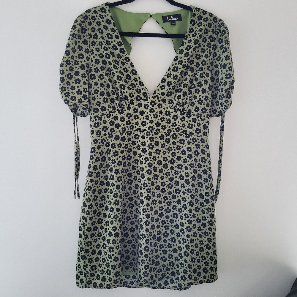 Lulus Green Floral Print Backless Mini Dress - Picture 2 of 8